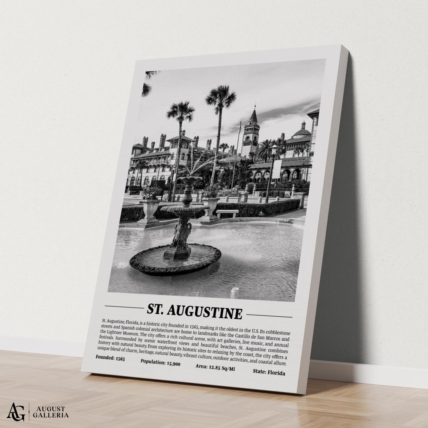 St. Augustine Black & White City Print