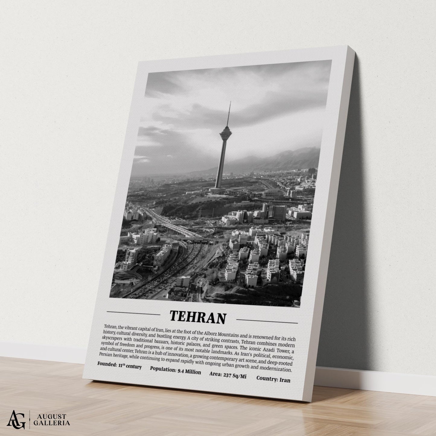 Tehran Black & White City Print