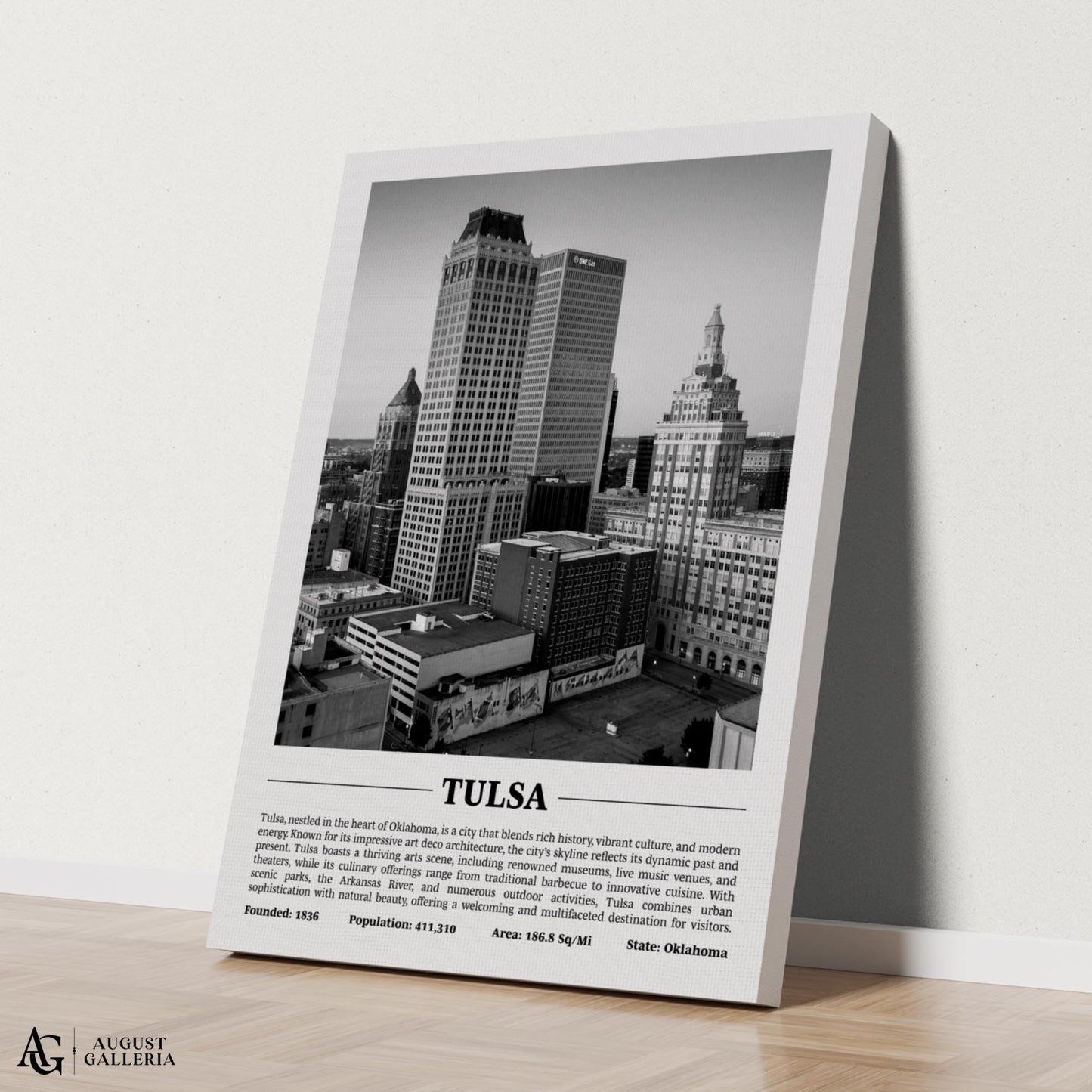 Tulsa Black & White City Print