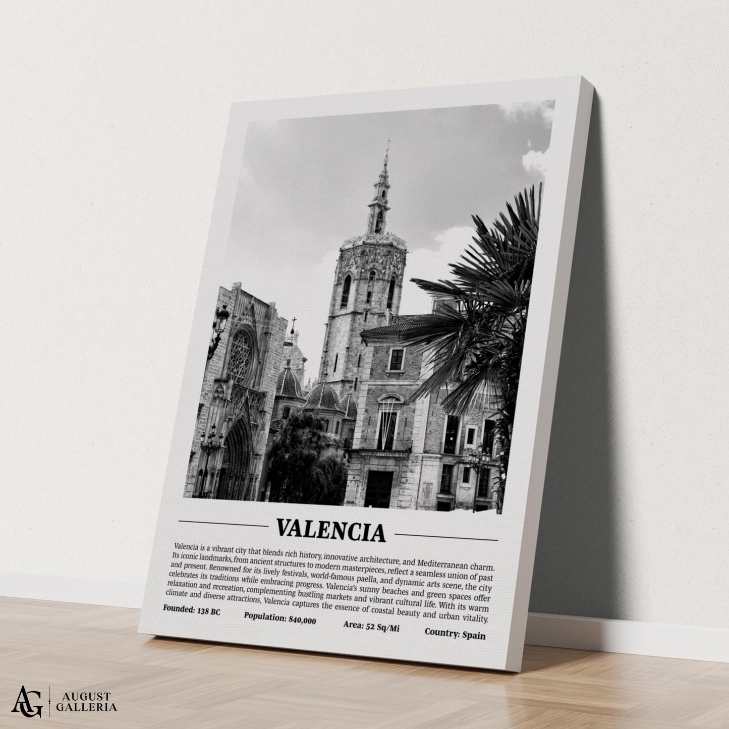 Valencia Black & White City Print