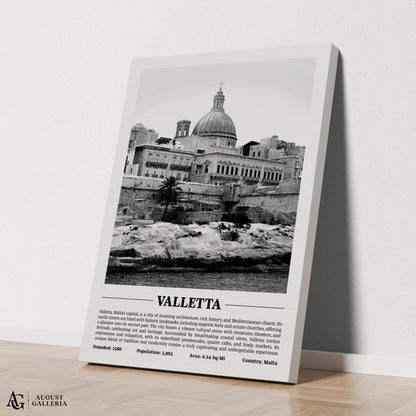 Valletta Black & White City Print