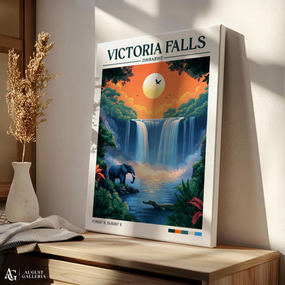 Victoria Falls Retro Travel Print