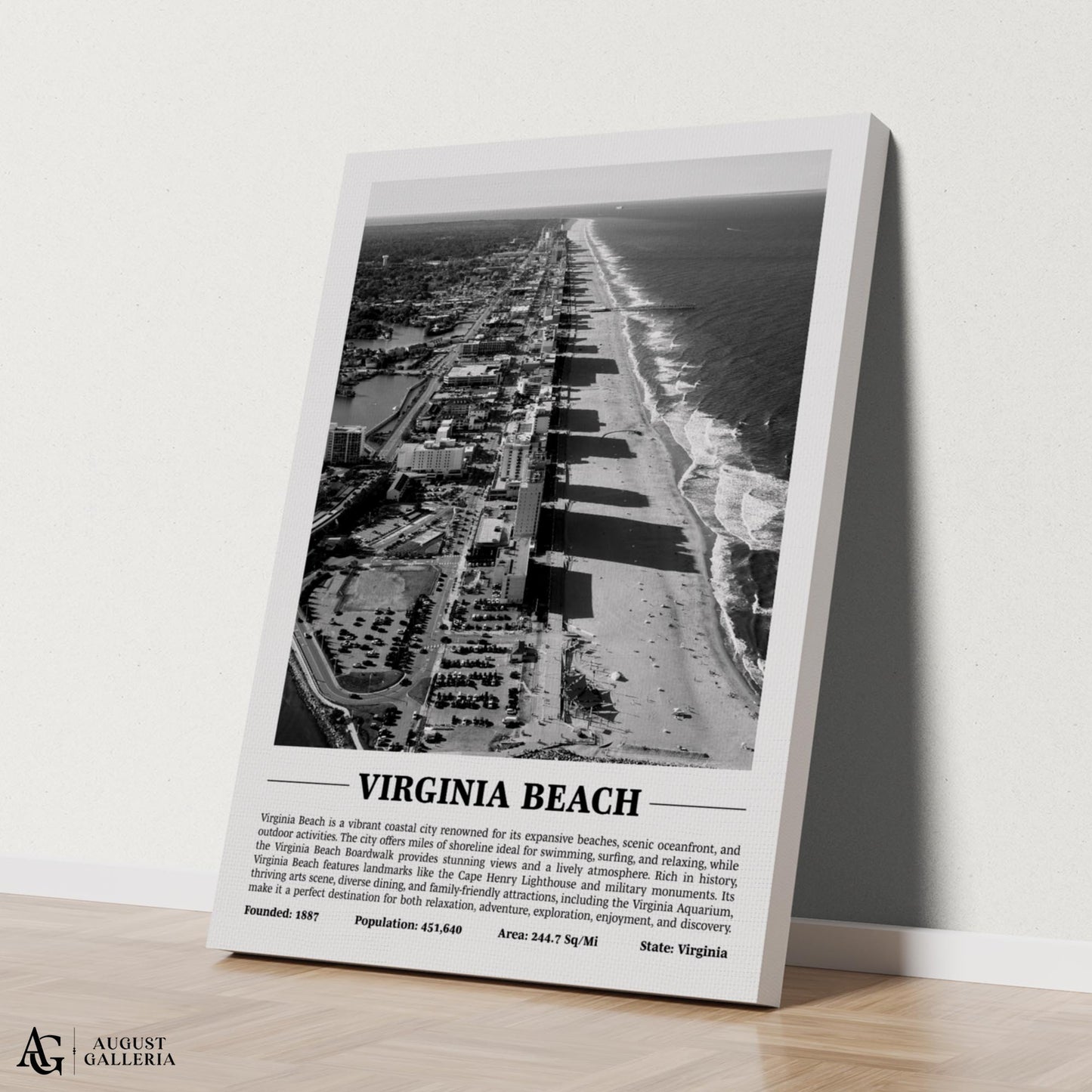 Virginia Beach Black & White City Print