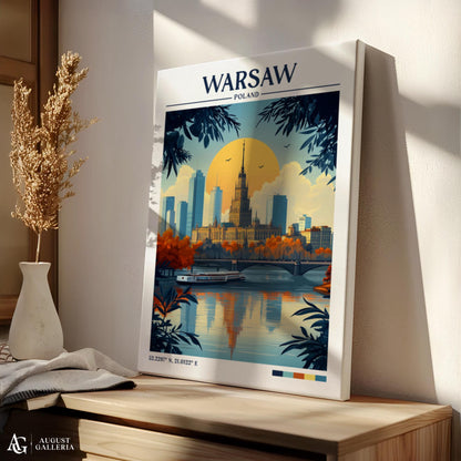 Warsaw Poland Retro Travel Print