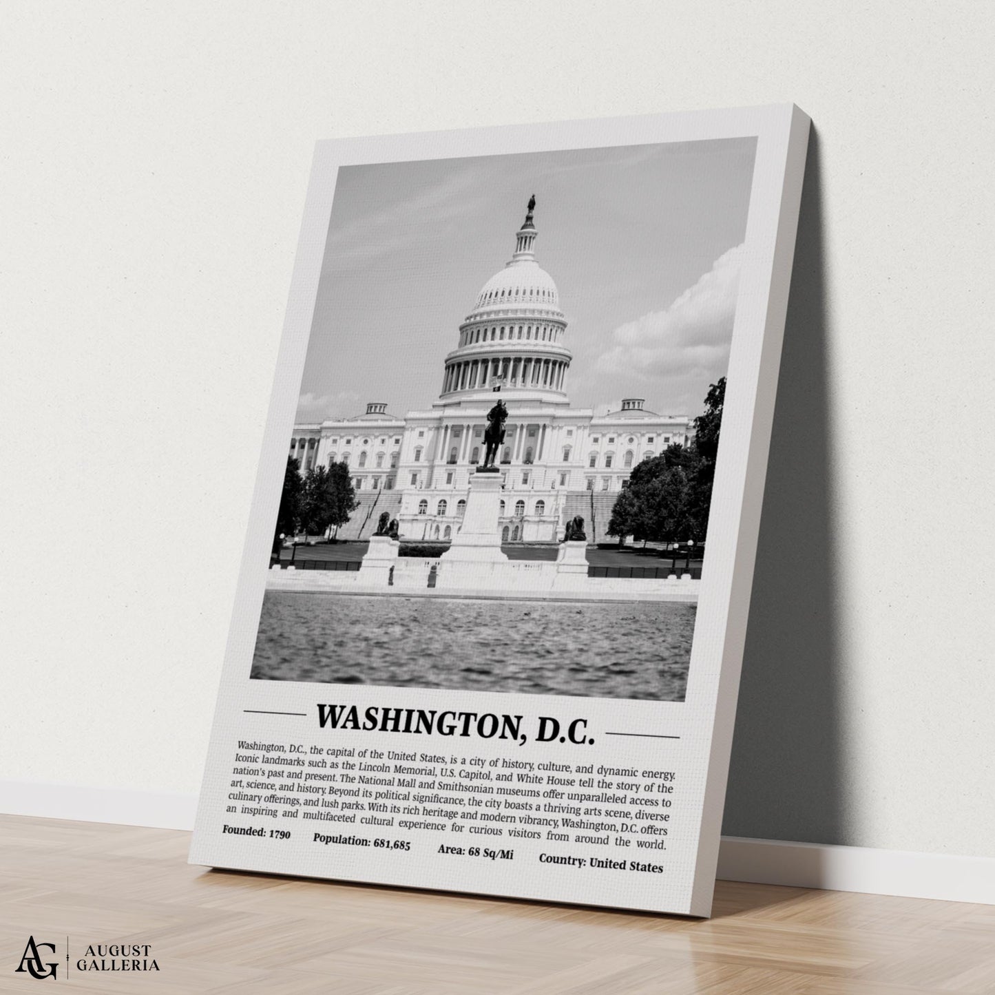 Washington DC Black & White City Print