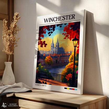 Winchester England Retro Travel Print