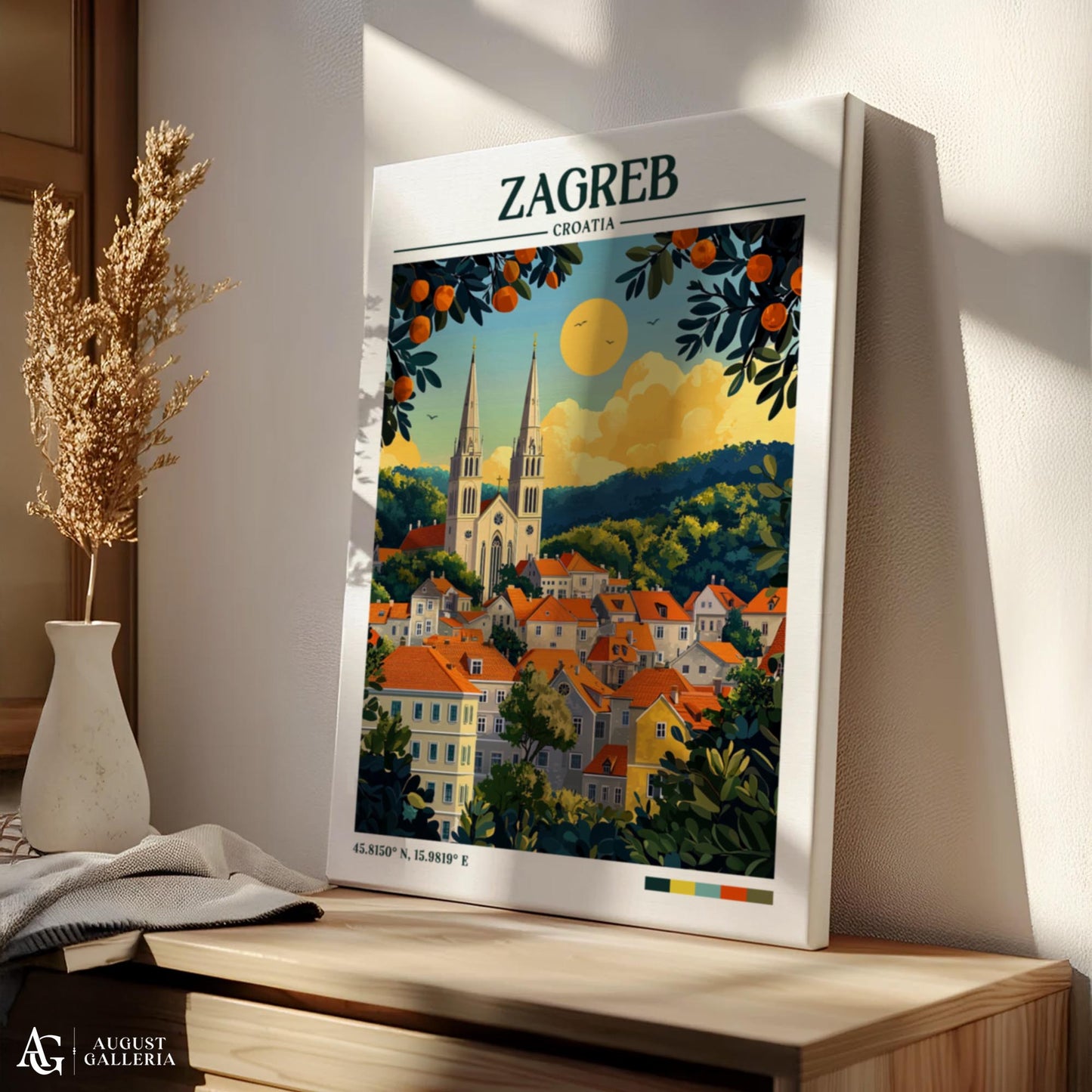 Zagreb Croatia Retro Travel Print