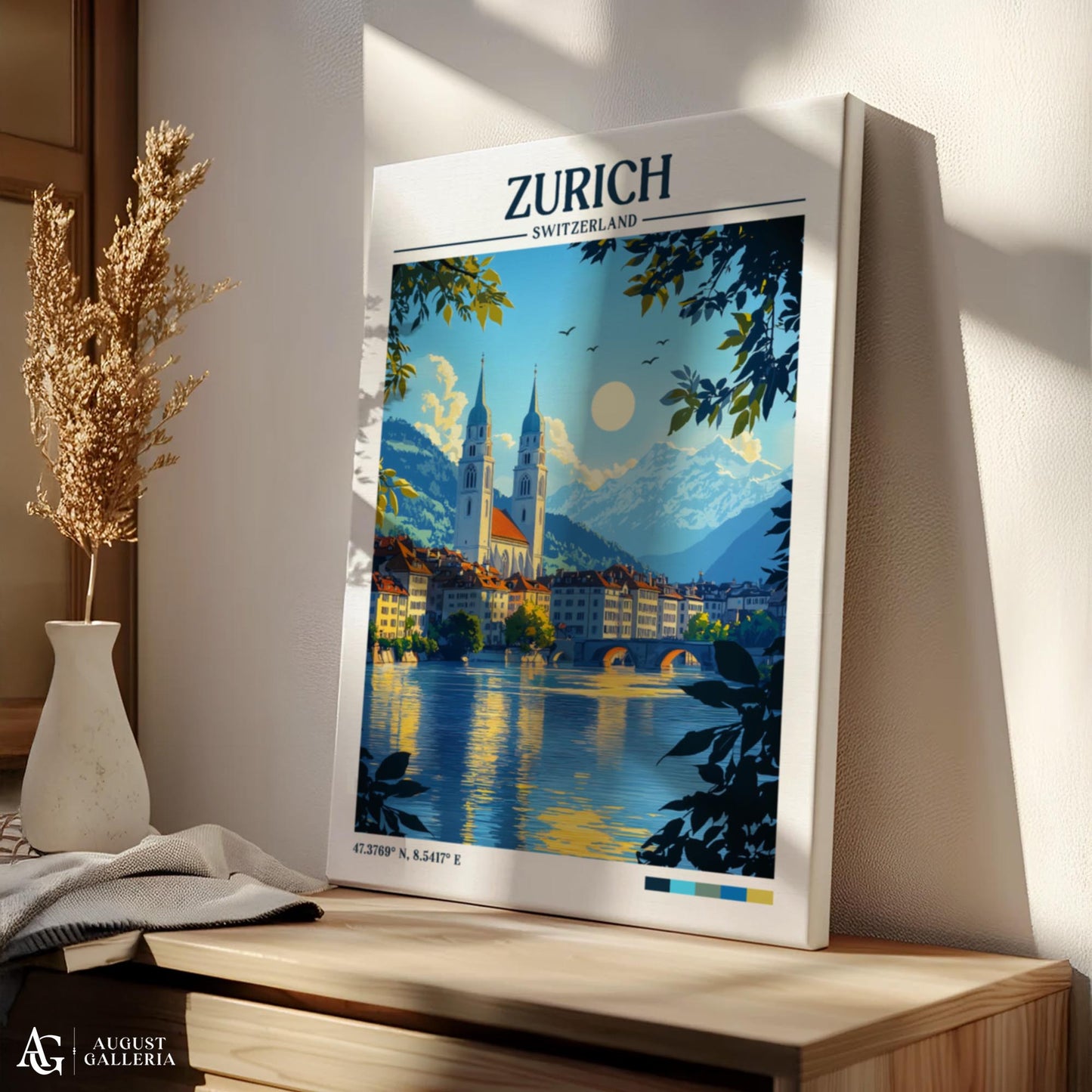 Zurich Switzerland Retro Travel Print