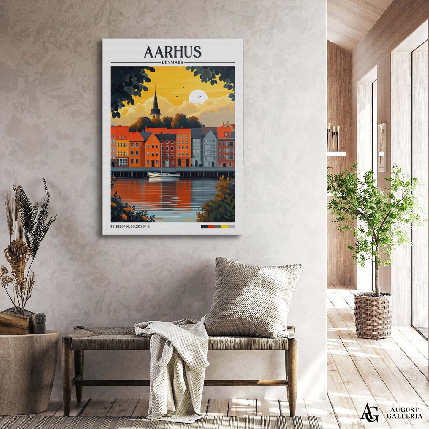 Aarhus Denmark Retro Travel Print