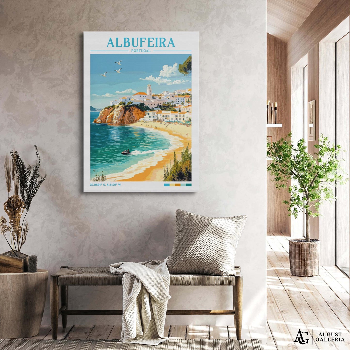 Albufeira Portugal Retro Travel Print