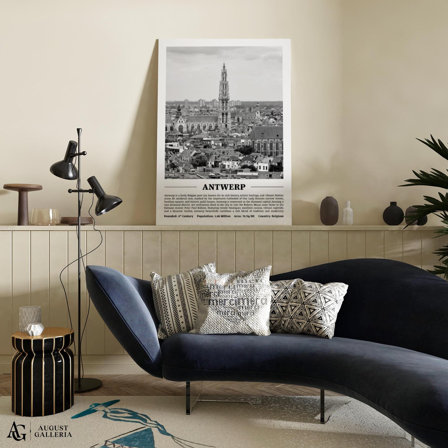 Antwerp Black & White City Print