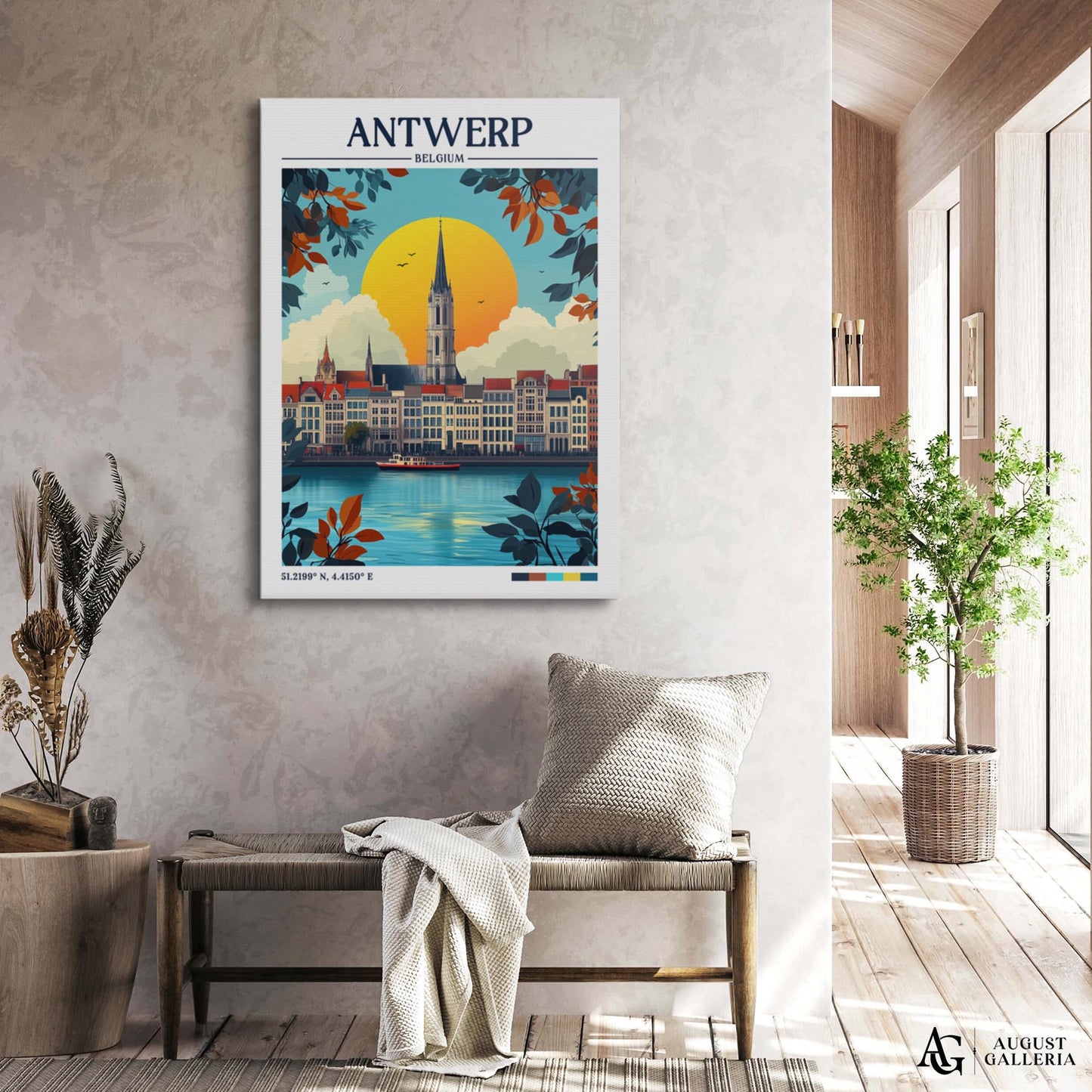 Antwerp Belgium Retro Travel Print