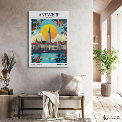 Antwerp Belgium Retro Travel Print