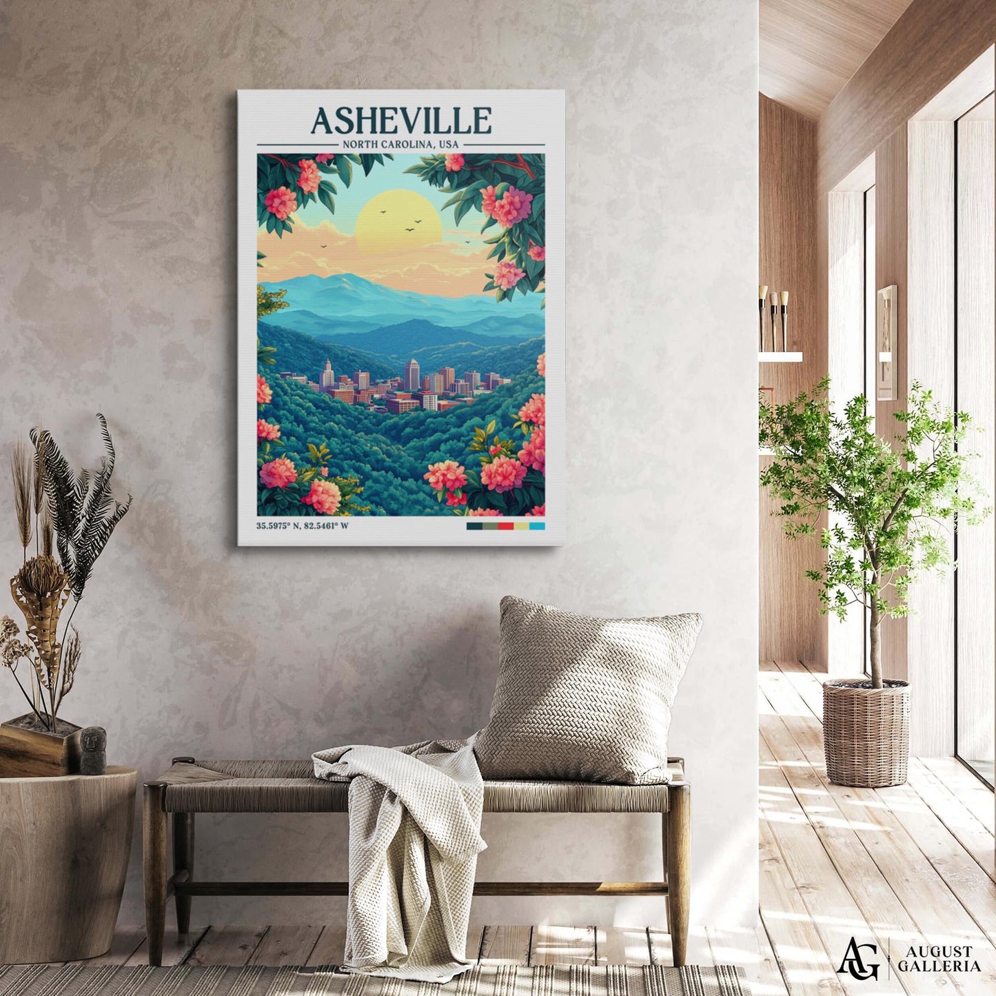 Asheville North Carolina Retro Travel Print