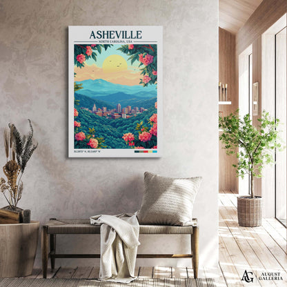 Asheville North Carolina Retro Travel Print