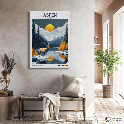 Aspen Colorado Retro Travel Print