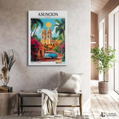 Asunción Paraguay Retro Travel Print