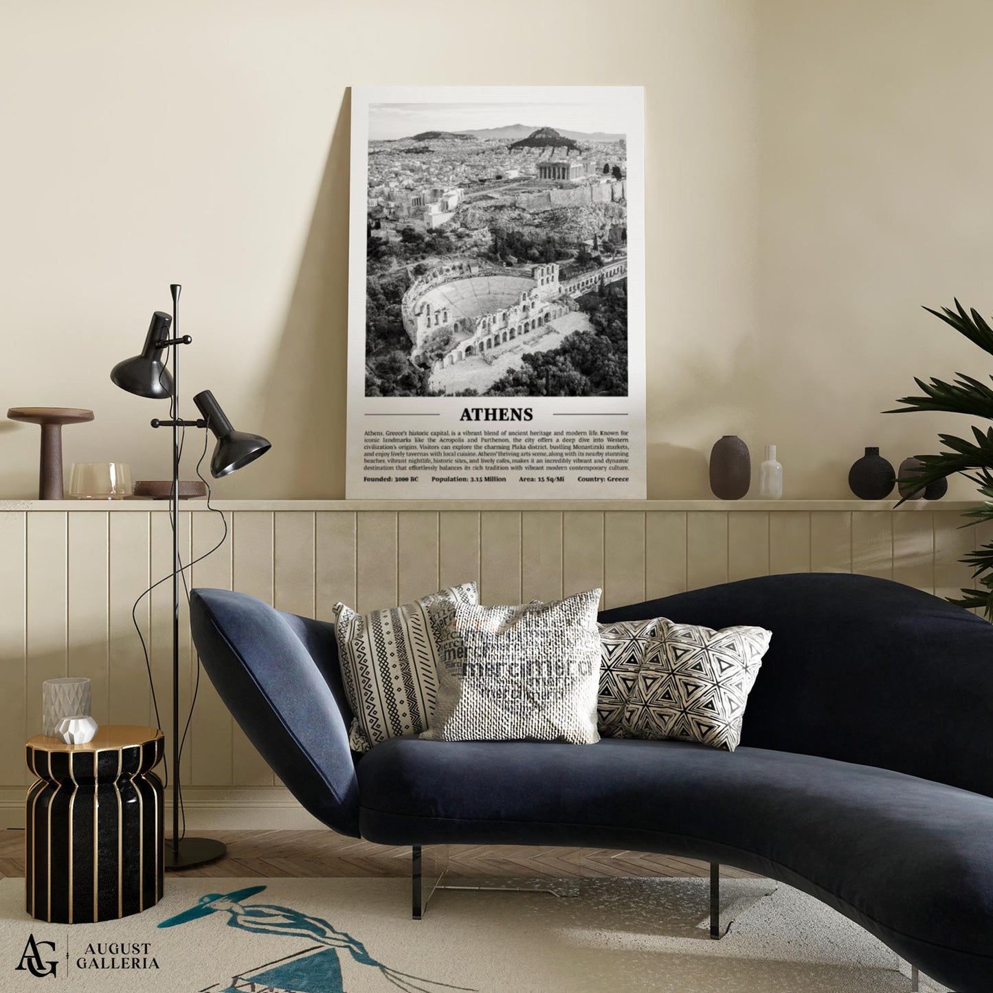 Athens Black & White City Print