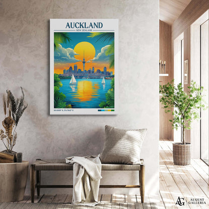 Auckland New Zealand Retro Travel Print