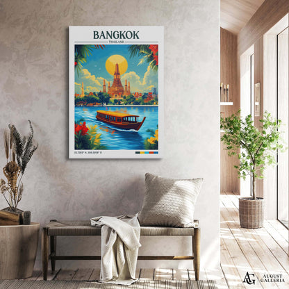 Bangkok Thailand Retro Travel Print
