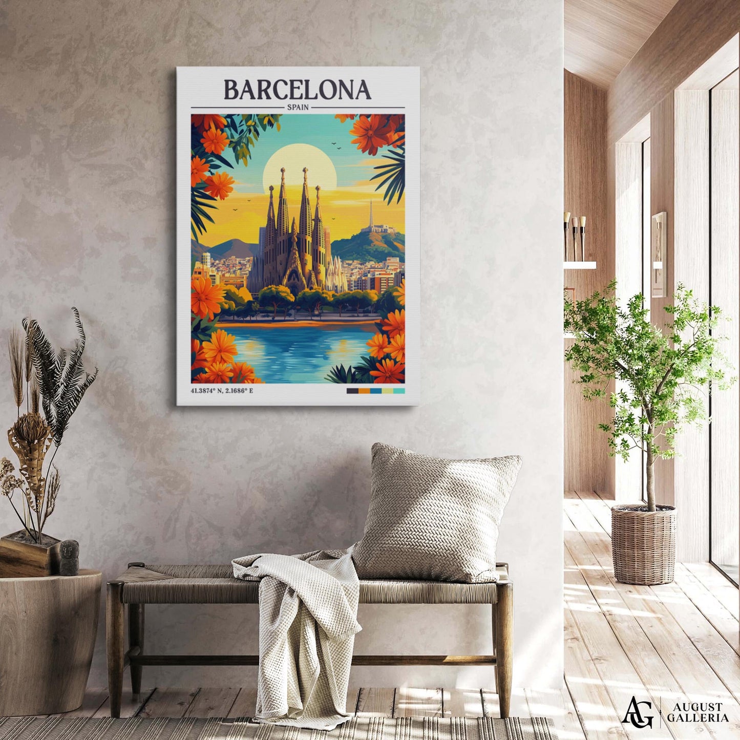 Barcelona Spain Retro Travel Print