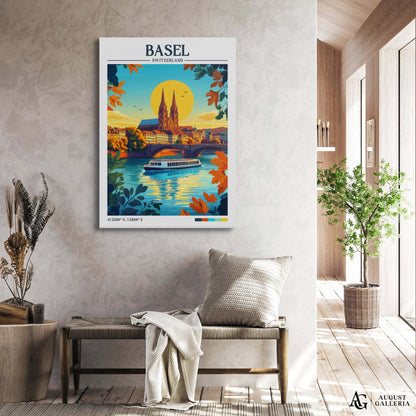 Basel Switzerland Retro Travel Print