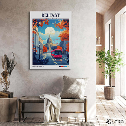 Belfast Northern Ireland Retro Travel Print