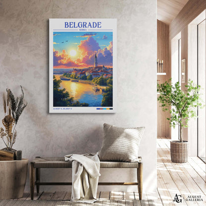 Belgrade Serbia Retro Travel Print