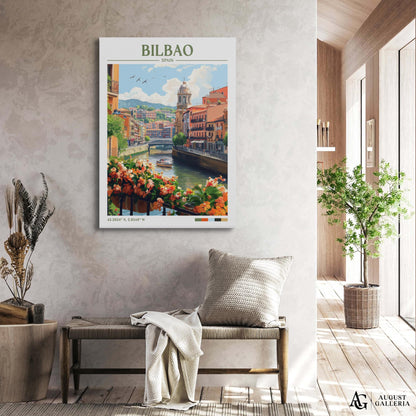 Bilbao Spain Retro Travel Print