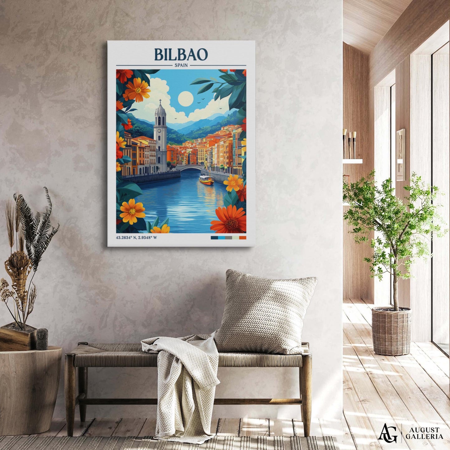 Bilbao Spain Retro Travel Print
