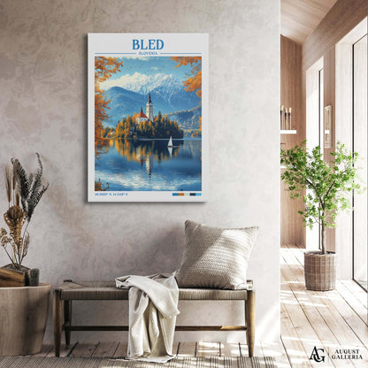 Bled Slovenia Retro Travel Print