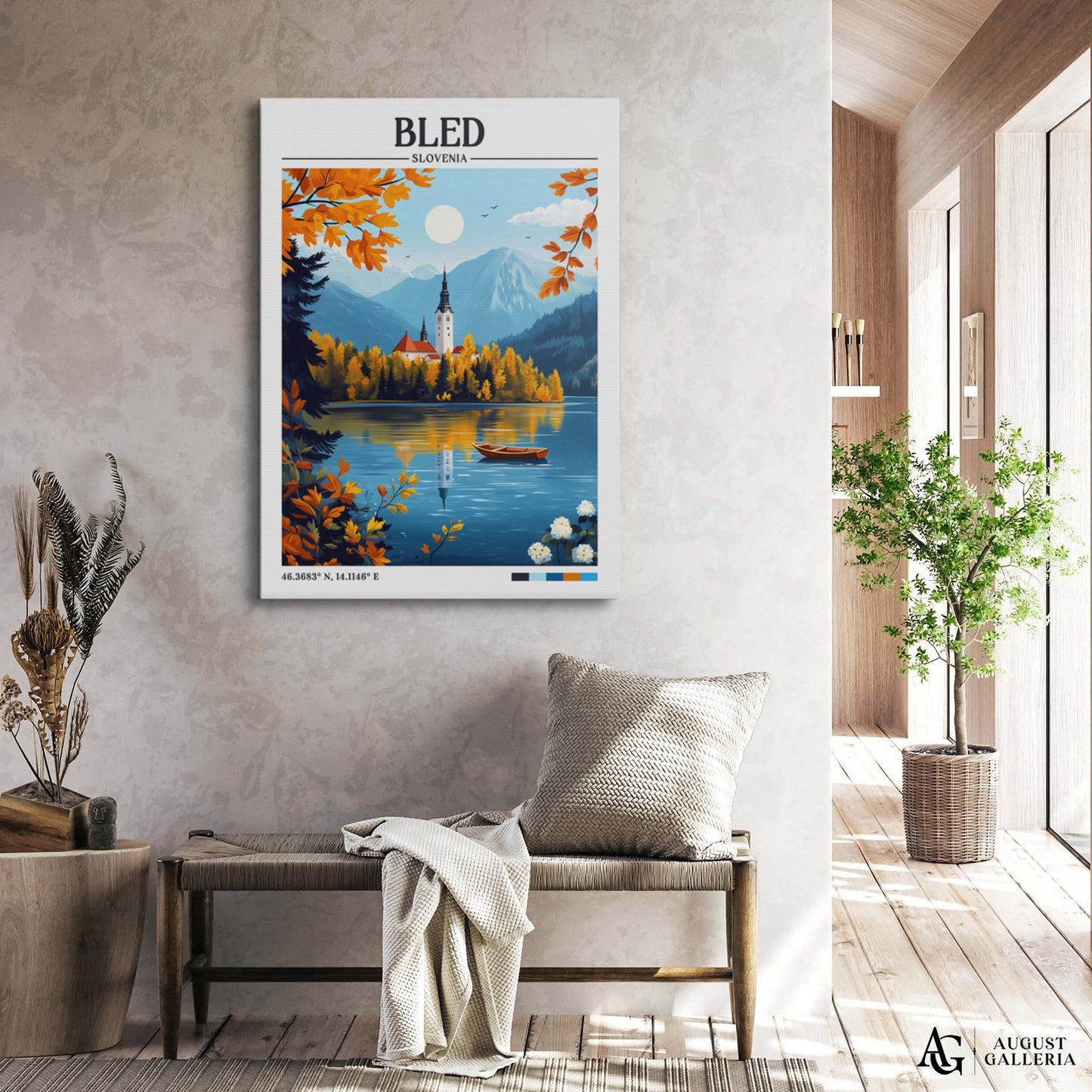 Bled Slovenia Retro Travel Print