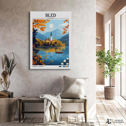 Bled Slovenia Retro Travel Print