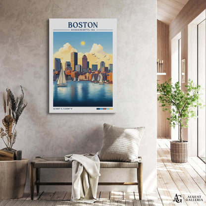 Boston Massachusetts Retro Travel Print