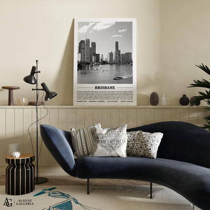 Brisbane Black & White City Print