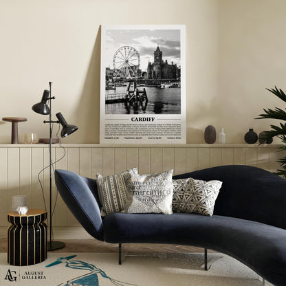 Cardiff Black & White City Print