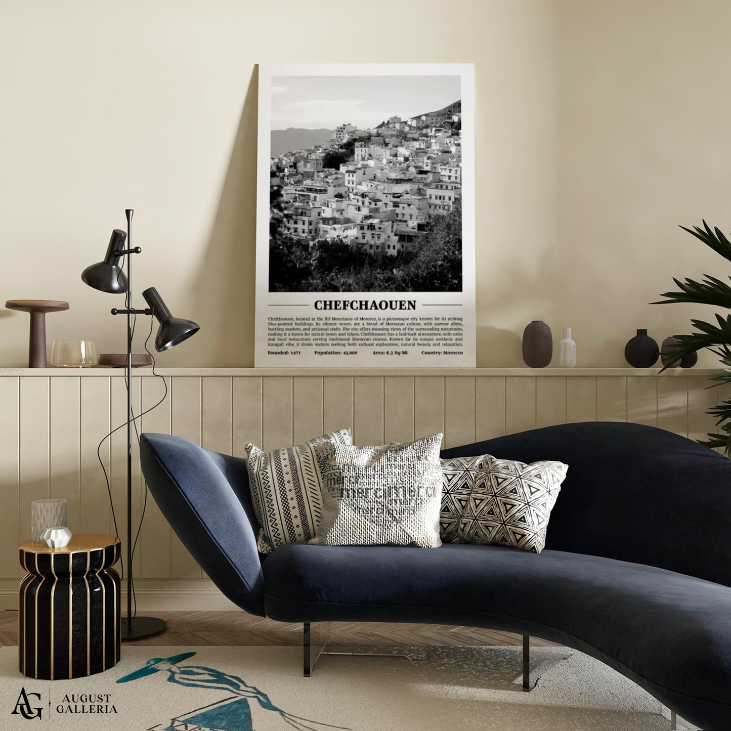 Chefchaouen Black & White City Print