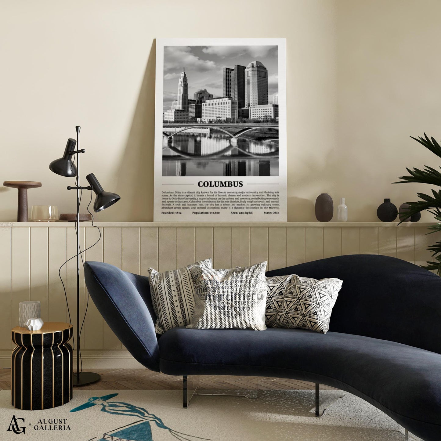 Columbus Black & White City Print