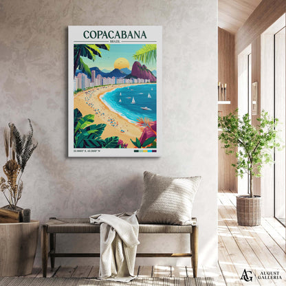 Copacabana Brazil Retro Travel Print