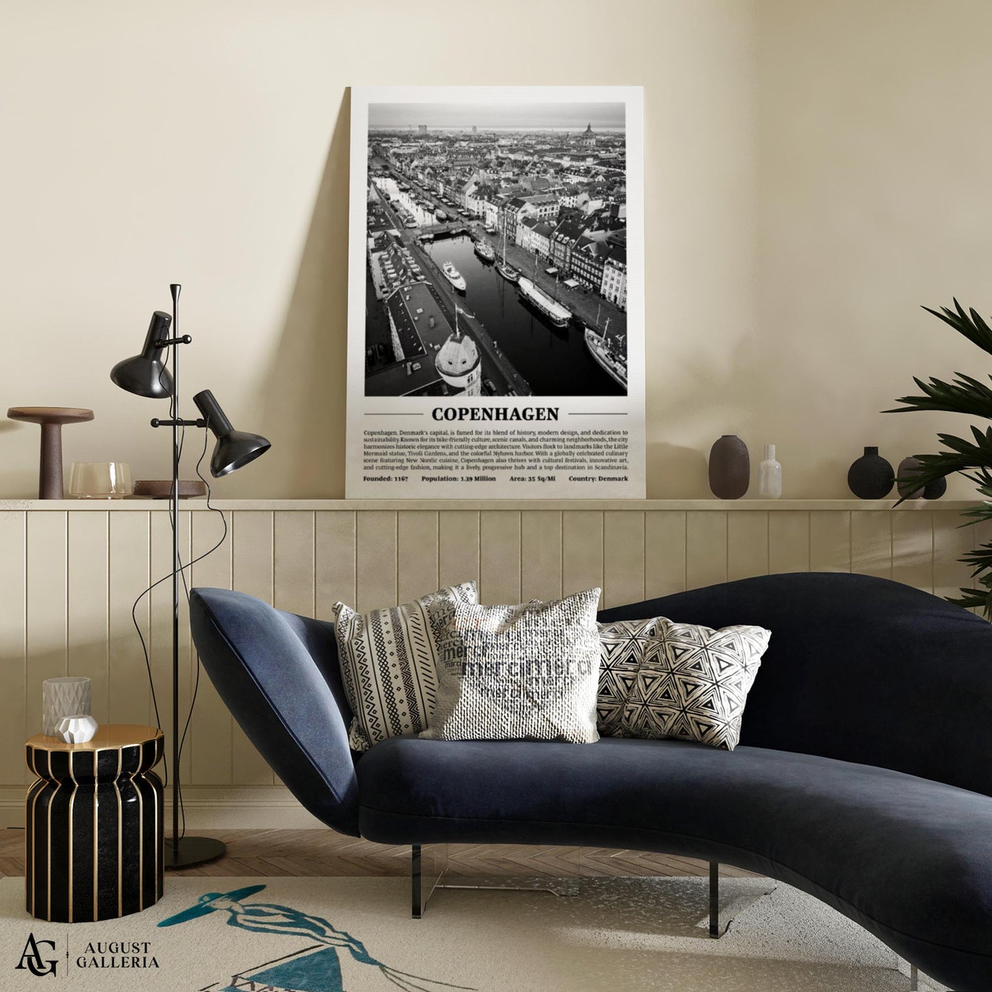 Copenhagen Black & White City Print