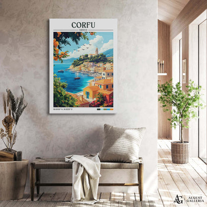 Corfu Greece Retro Travel Print