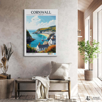Cornwall England Retro Travel Print