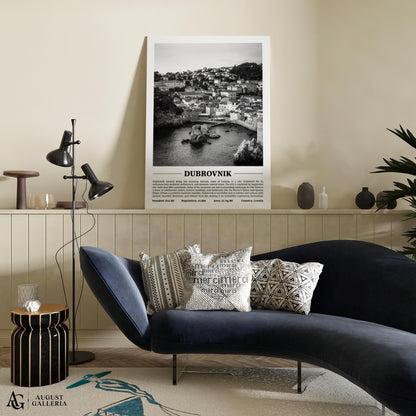 Dubrovnik Black & White City Print