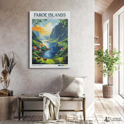 Faroe Islands Retro Travel Print