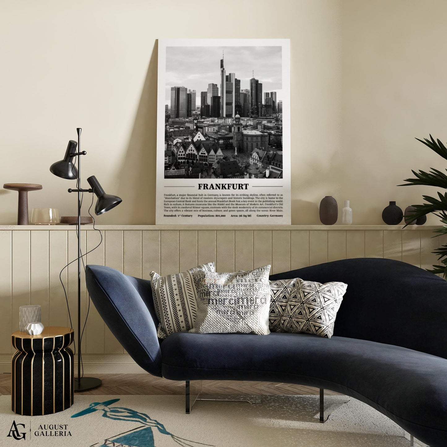 Frankfurt Black & White City Print