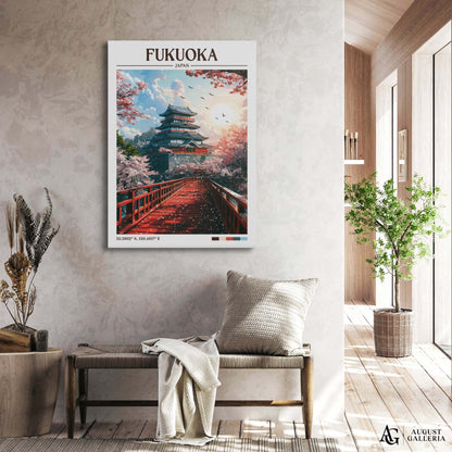 Fukuoka Japan Retro Travel Print