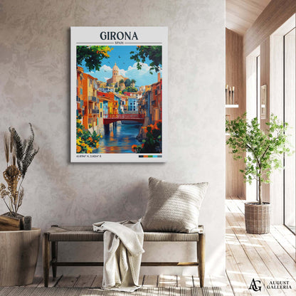 Girona Spain Retro Travel Print