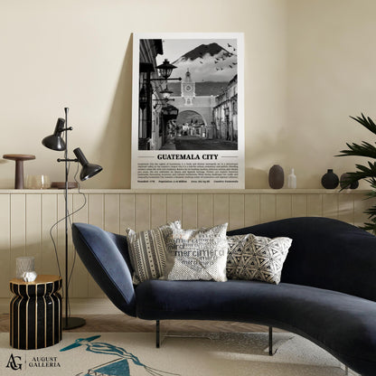 Guatemala City Black & White City Print