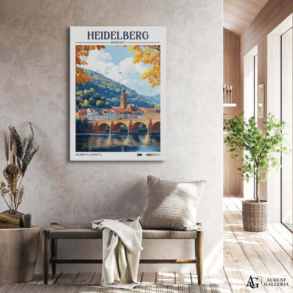 Heidelberg Germany Retro Travel Print