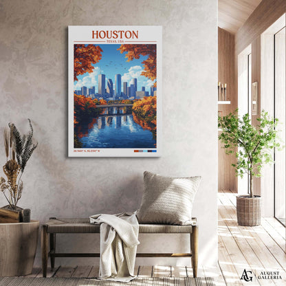 Houston Texas Retro Travel Print